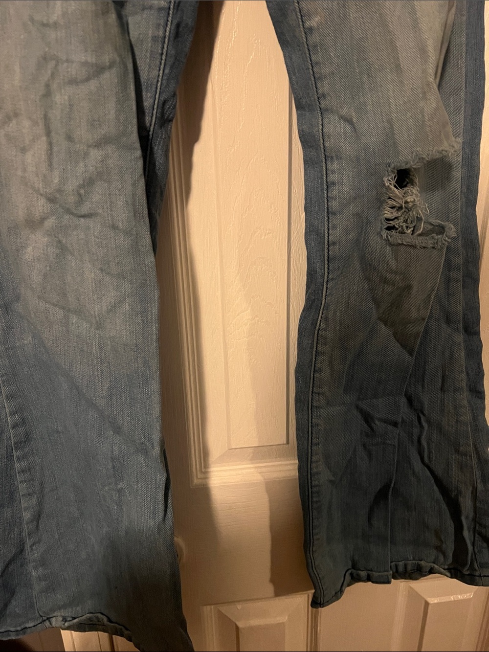 Vintage Rebel Light Blue Flare Jeans — Distressed Women's bell bottom - Picture 7 of 7